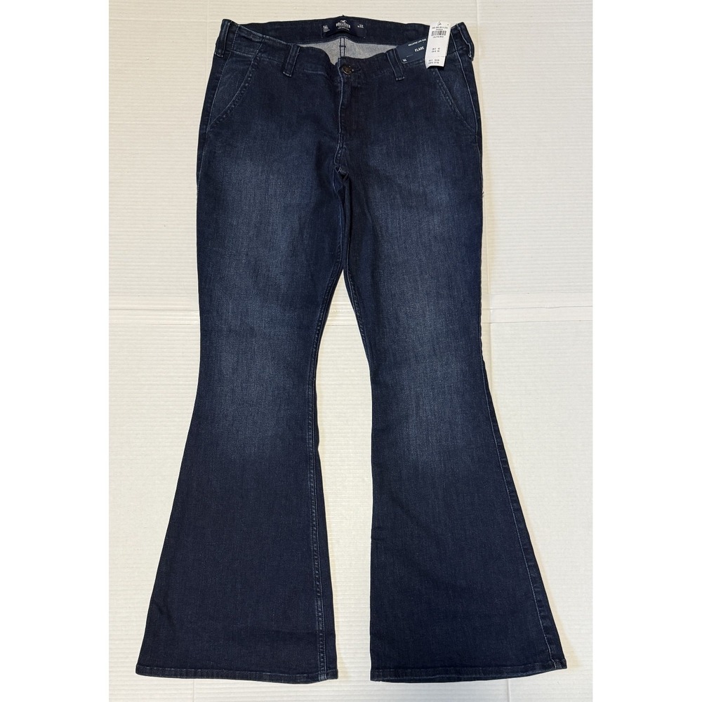 HOLLISTER - Women's Low Rise Flare Denim Blue Jeans - Size 32L - 32x33 - NEW NWT